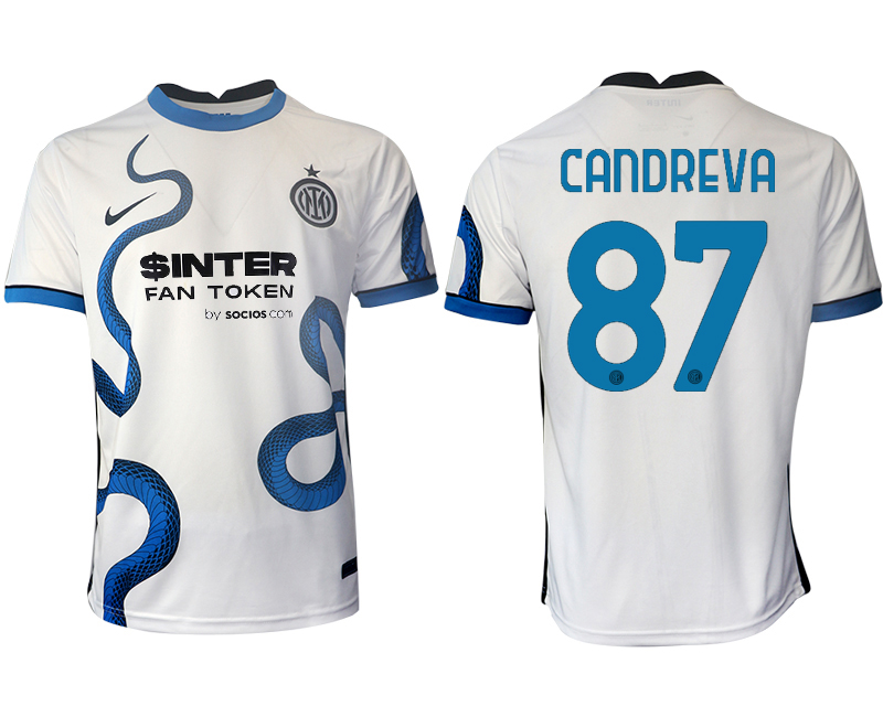 Men 2021-2022 Club Inter Milan away aaa version white #87 Soccer Jersey->customized soccer jersey->Custom Jersey